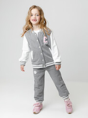 брюки  для девочки  КР 400782/серый меланж к603