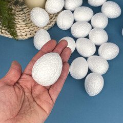 №2 Яйца пасхальные, Белые, из пенопласта, размер 5*4 см, набор 20 штук