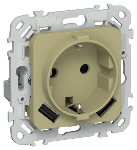 FLITE Роз.с з/к/ш 16А USB AA 3,1А б/к РСЮша11-1-ФлО ол. IEK