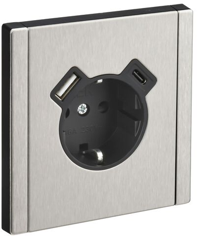 FORTE&PIANO Роз. з/к/ш в/к 16А USB A+C 18Вт FP747M ник. IEK