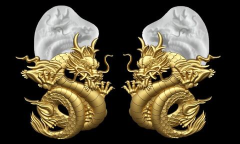 Два силиконовых молда Китайский дракон левый и правый . Набор № 0308