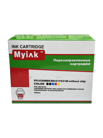 Картриджи MyInk ПЗК PFI-030 для CANON imageProGRAF TA-20/TA-30, TM-240/TM-340 без чипов, 5шт MBK, BK, C, Y, 031M