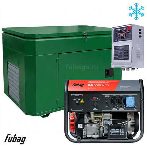 Бензиновый генератор в зимнем супер тихом кожухе с блоком АВР Fubag BS 6600 A ES/1400SSW RAL 6005