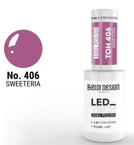 Лак-гель для ногтей Led Tech, тон 406 (Belor Design)