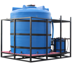 Стационарный растворный узел 10 кубм с миксером 300 л и пластиковой химстойкой мотопомпой STERH 10000 л.(3250x2350x2970см;) - арт.552031