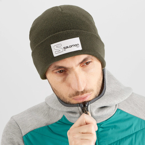 Картинка шапка Salomon Outlife Logo Beanie Olive Night - 2