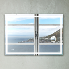 Универсальное зеркало с контурной Led-подсветкой, часами и косметическим зеркалом, 100 см AM.PM Gem - M91AMOX1003WG