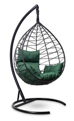 Подвесное кресло-кокон ALICANTE горячий шоколад, зеленая подушка (Laura Outdoor)
