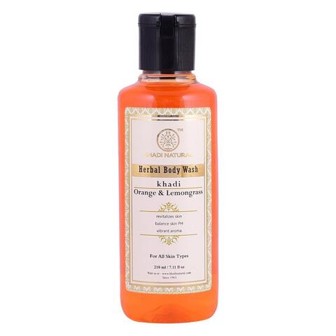 Herbal Body Wash Khadi ORANGE LEMONGRASS, Khadi Natural (Гель для душа Кхади АПЕЛЬСИН И ЛЕМОНГРАСС, Для всех типов кожи), 210 мл.