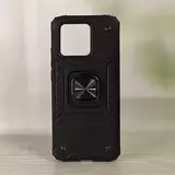 Противоударный чехол Strong Armour Case с кольцом для Poco C40 (Черный)