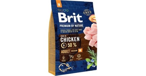 Brit Premium Nature Adult M сухой корм для взрослых собак средних пород (курица) 3кг