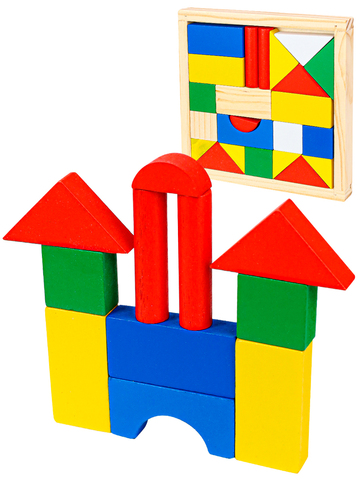 Деревянная игрушка. Конструктор small (цветные строительные блоки) (14,5х14,5см)