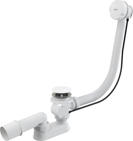 Сифон для ванны автомат комплект белый пластик/пластик (120 cm), арт. A51BM-120 AlcaPlast