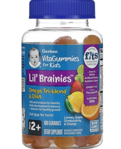 Lil Brainies, смесь трех омега жирных кислот и ДГК, мультивитаминная добавка, для детей от 2 лет, 60 жевательных конфет