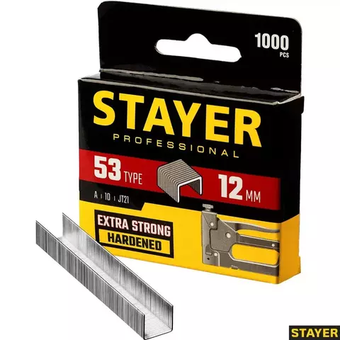 STAYER узкие тип 53 12 мм, 1000 шт, Скобы для степлера (3159-12)