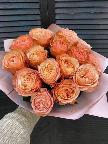 Букет из 15 пионовидных роз  #55656