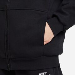 Детская теннисная толстовка Nike Sportswear Club Fleece Oversized Full Zip Hoodie - black/white