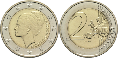 2 евро Монако 2007г. - 25 лет со дня смерти Грейс Келли