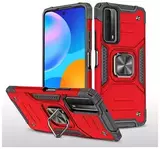 Противоударный чехол Strong Armour Case с кольцом для Huawei Y7a / P Smart 2021 (Красный)