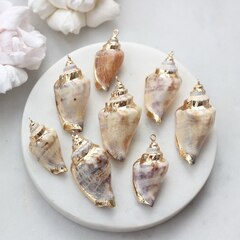 Подвеска Ракушка с позолотой 30-46 на 12-20 мм, РК037