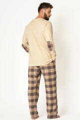 Пижама мужская со штанами KEY MNS 403 | Бежевый + серый