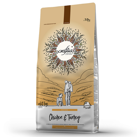 Сухой корм CRAFTIA NATURA для взрослых собак средних и крупных пород из курицы и индейки 7 кг