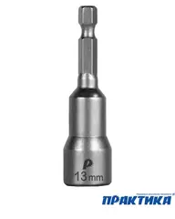 Головка торцевая ПРАКТИКА Профи магнитная 13 х 65 мм с хвостовиком HEX 1/4 (035-165)