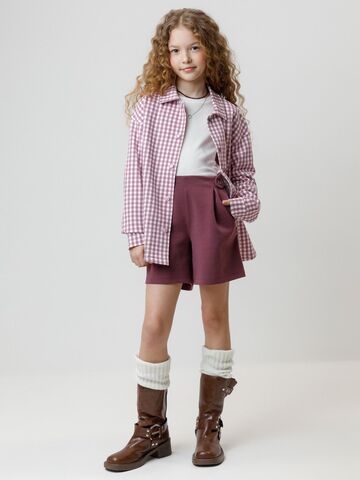 рубашка  для девочки  КР 302567/темная орхидея,маленькая клетка к595