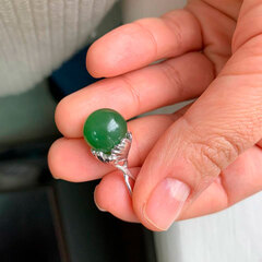 Подвеска "Лист Гинкго". Зеленый нефрит. Бриле.