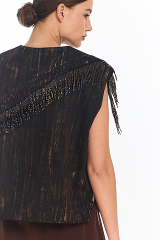 Жилет черный с бисером с ручной росписью