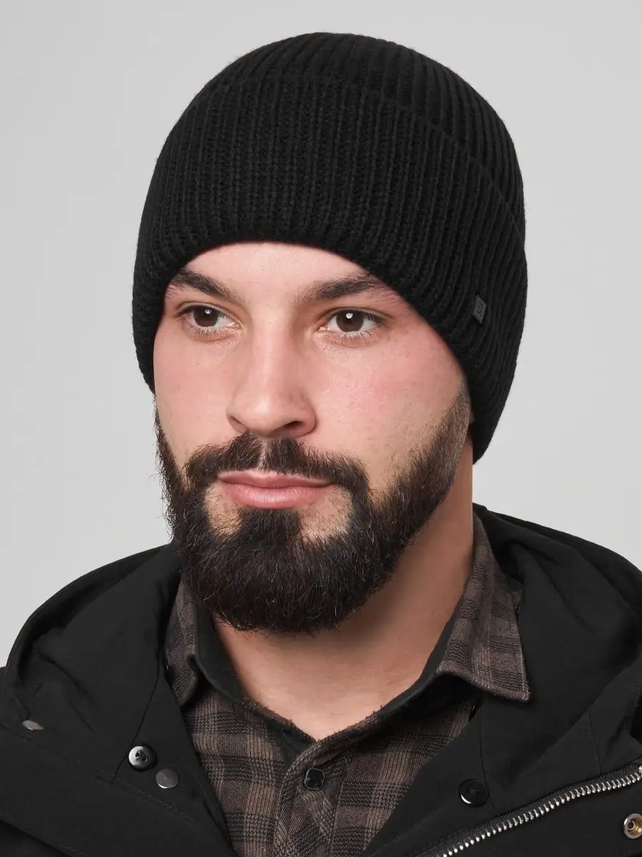 Шапка мужская зимняя шерстяная вязаная с подкладкой утеплителем из флиса, зимние мужские шапки