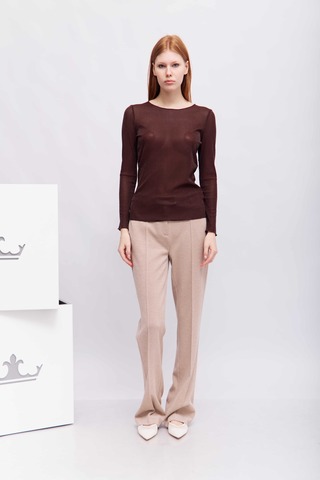 Oui Лонгслив с блестящей эластичной сеткой