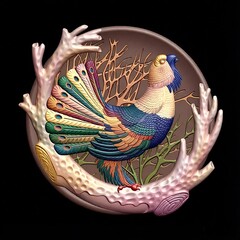 Силиконовый молд Глухарь (медальон) № 0483