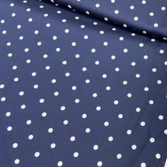 Ткань хлопок  синий в белый горох 2119