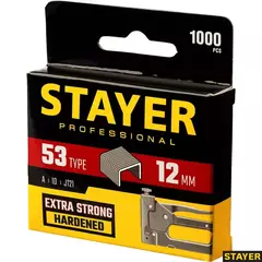 STAYER тип 53 (A/10/JT21), 12 мм, 1000 шт, калибр 23GA, скобы для степлера, Professional (3159-12)