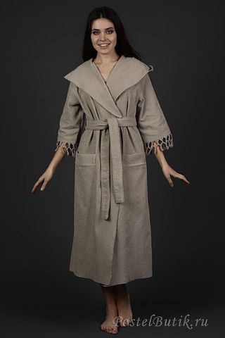 Халат хлопковый Hamam Meyzer Tassels дымчатый