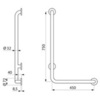 Delabie 5070DP2 Угловая ручка ?32  750 х 450, глянцевая нержав. сталь
