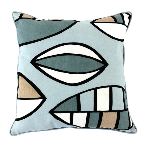 Чехол для подушки с принтом Гармония тайги, вышивкой и декоративной окантовкой Russian North 45х45 Tkano