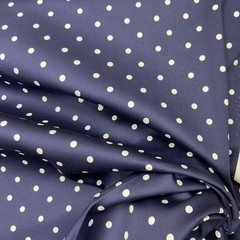 Ткань хлопок  синий в белый горох 2119