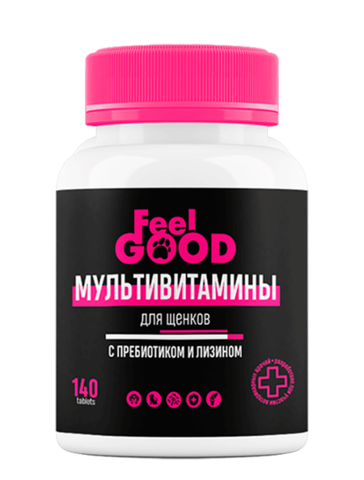 Мультивитамины FeelGood с пребиотиком и лизином для щенков 140 таб.