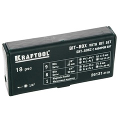 KRAFTOOL 18 шт, с магнитным адаптером, набор бит (26131-H18)