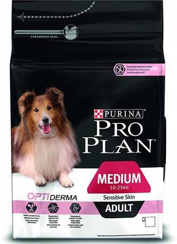 18 кг. PURINA PRO PLAN Сухой корм для взрослых собак с чувствительной кожей и желудком с лососем и рисом Medium Adult Sensitive Skin Opti Derma