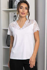 Блуза с кружевом Инь-Янь (белая) Б14256-18М LT Collection