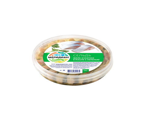 Сельдь Меридиан филе кусок в масле с зеленью 175г, шт
