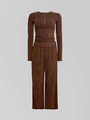 Костюм Agdali brand 1032 однотонный из лонгслива с пуговицами и широких штанов