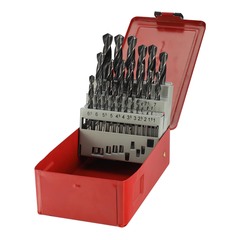 Набор сверл по металлу 1-13мм 25шт DIN338 HSS 118° (мет. кейс) H-Tools 205213HT