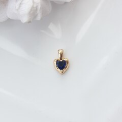 Подвеска Сердце с синим фианитом, 12*8 мм, позолота, П307