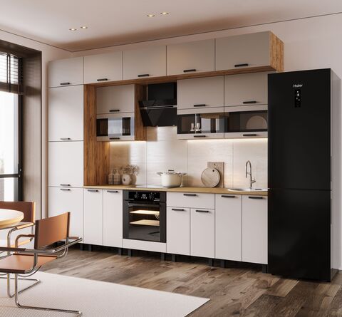 Кухня Техно 3,0/1080м Компоновка №2 (Кашемир, Дуб Крафт (Дуб вотан))