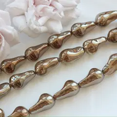 Бусины стеклянные, коричневый с зеркальным покрытием, фриформ 22*13 мм, 1 бусина, МК048