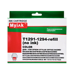 Перезаправляемые картриджи Epson SX525WD (T1291-T1294). Комплект 4 штуки с чипами